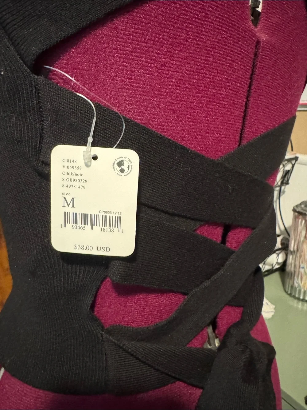 NWT Free People Black Ribbed Square-Neck Bandeau Tank